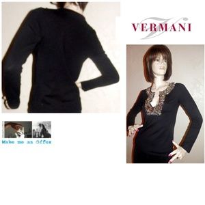 Vermani  New Black Gold Sequin Knit Top